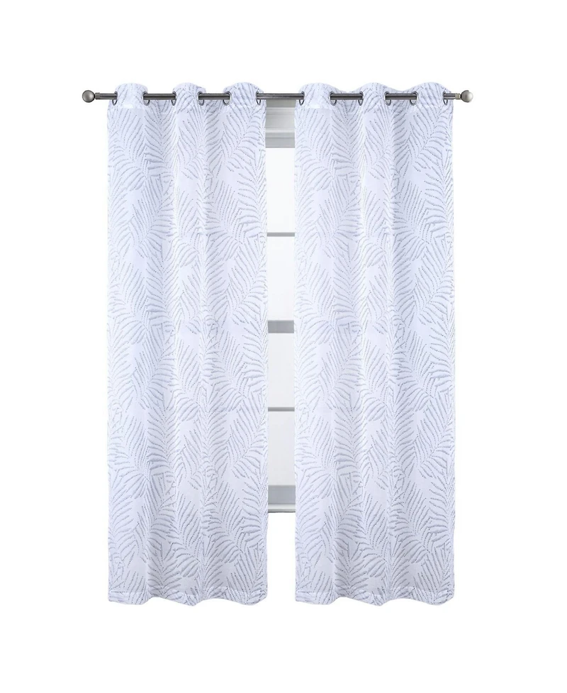 Rt Designers Collection Faye Grommet Metallic Sheer Printed Doily Curtain Panel 54" x 84