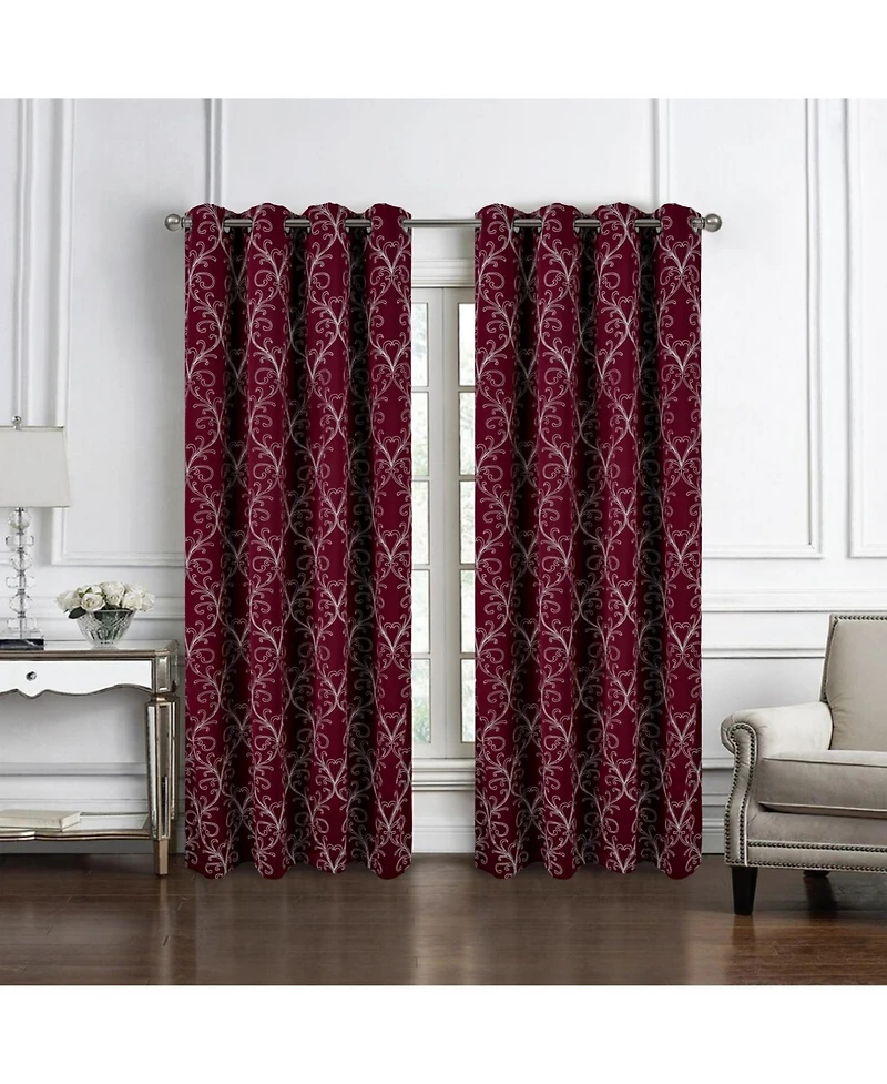 Rt Designer Collection Kimber Embroidered Blackout Luxurious Decorative Grommet Curtain Panel 54" x 90