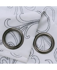 Rt Designer Collection Kimber Embroidered Blackout Luxurious Decorative Grommet Curtain Panel 54" x 90" White