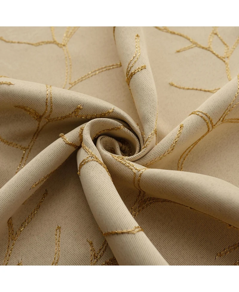 Rt Designer Collection Luciana Embroidered Blackout Luxurious Decorative Grommet Curtain Panel 54" x 90" Beige