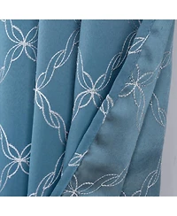 Rt Designer Collection Gable 2 Pack Embroidered Blackout Luxurious Decorative Grommet Curtain Panel 36" x 84" Slate Blue