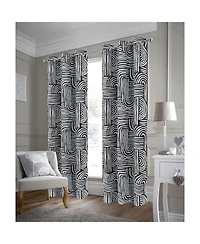 Rt Designer Collection Ashton Prnt 2 Pack Blackout Grommet Luxurious Modern Design Curtain Panel 36" x 84" Black