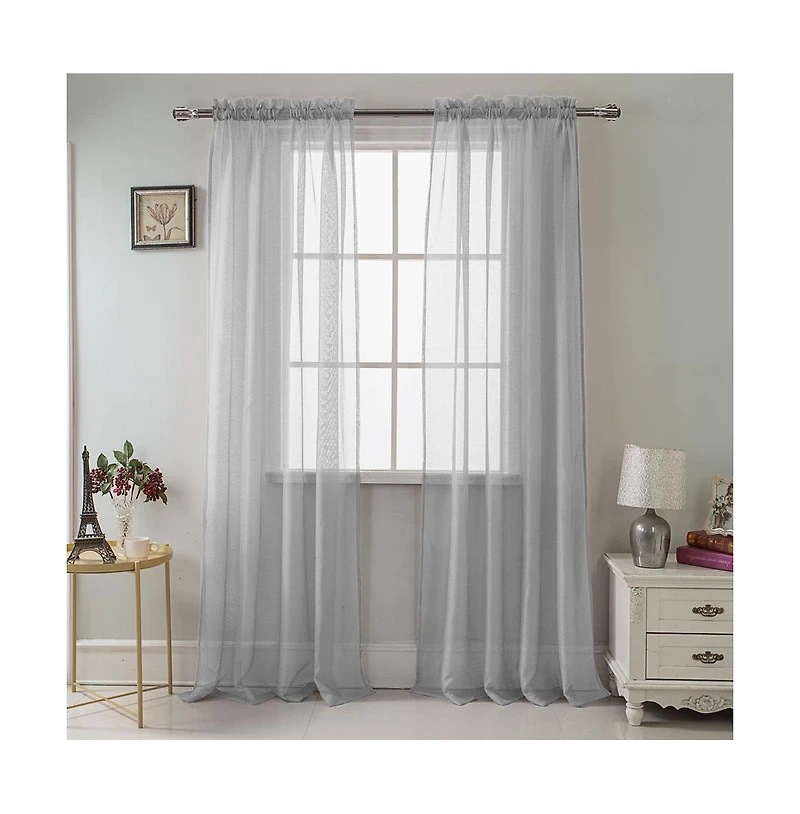 Rt Designers Collection Olivia Gray Celine Sophisticated Sheer Curtain Panel 55" x 90" - Charcoal