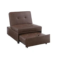 Powell Boone Sofa Bed, Brown Faux Leather