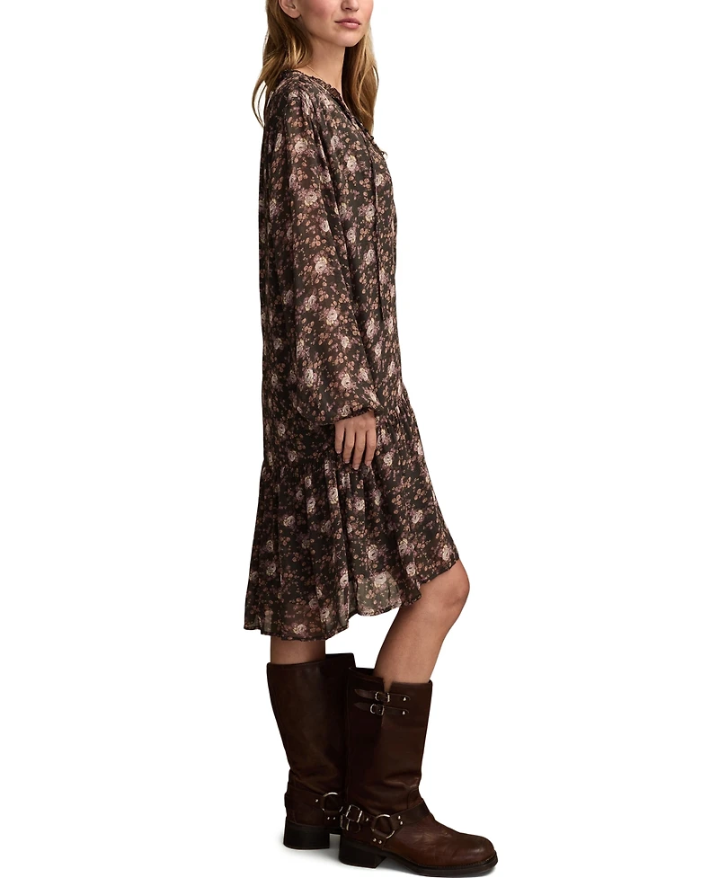 Lucky Brand Women's Dropped Waist Floral Mini Dress