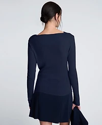 Kenneth Cole Women's Asymmetrical Drape Front Long-Sleeve Sweater