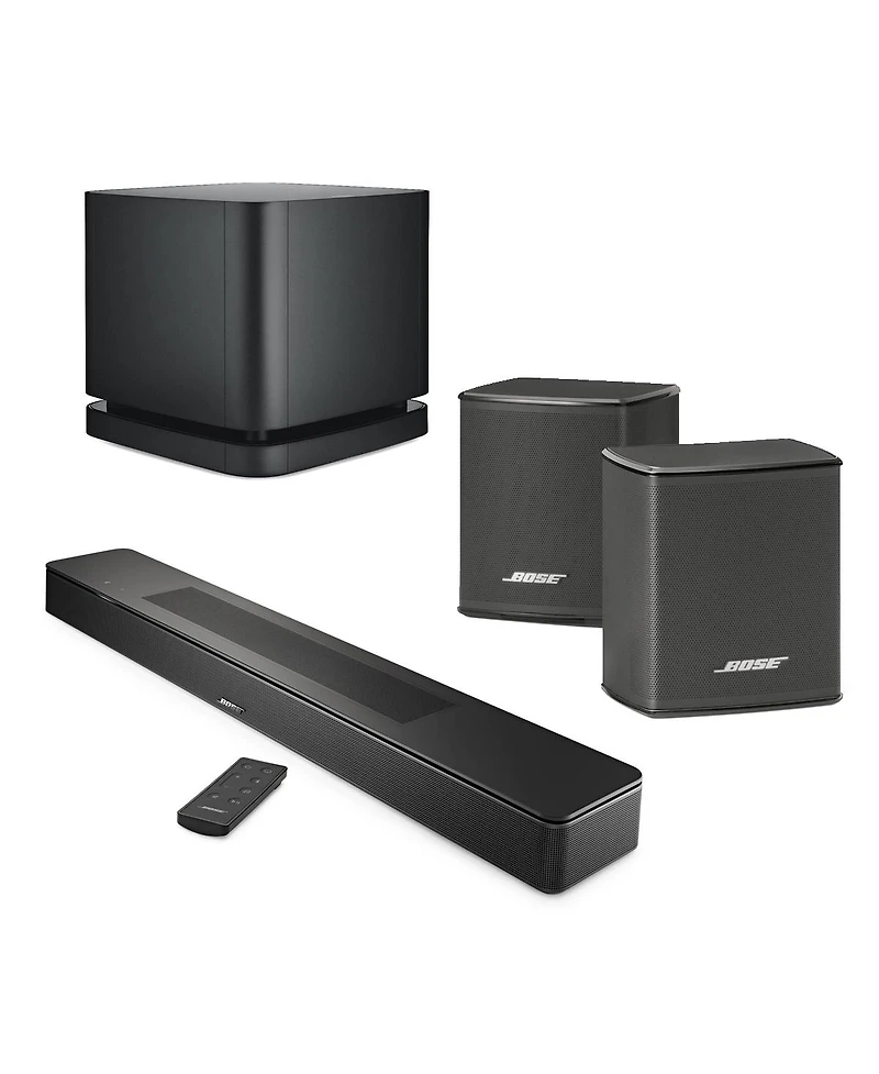 Bose Smart Soundbar 600, Black Bundle with Wireless Surround Speakers (Pair), Bass Module 500