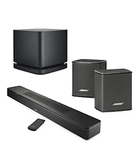 Bose Smart Soundbar 600, Black Bundle with Wireless Surround Speakers (Pair), Bass Module 500