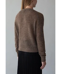 Sskein Women's Lacey Pointelle Pullover Sweater