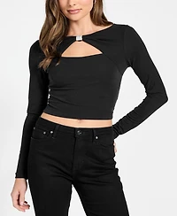 Guess Women's Long-Sleeve Milena Front Bow Top