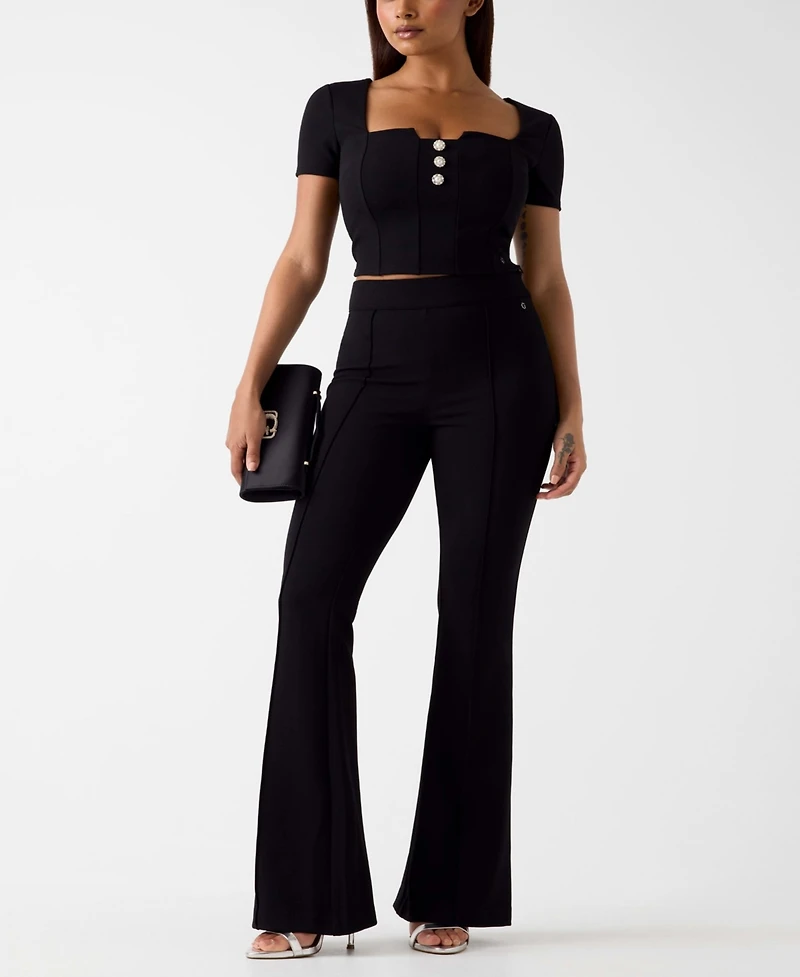 Guess Women's Short-Sleeve Square Neck Evelina Top