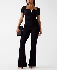 Guess Women's Short-Sleeve Square Neck Evelina Top