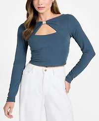 Guess Women's Long-Sleeve Milena Front Bow Top