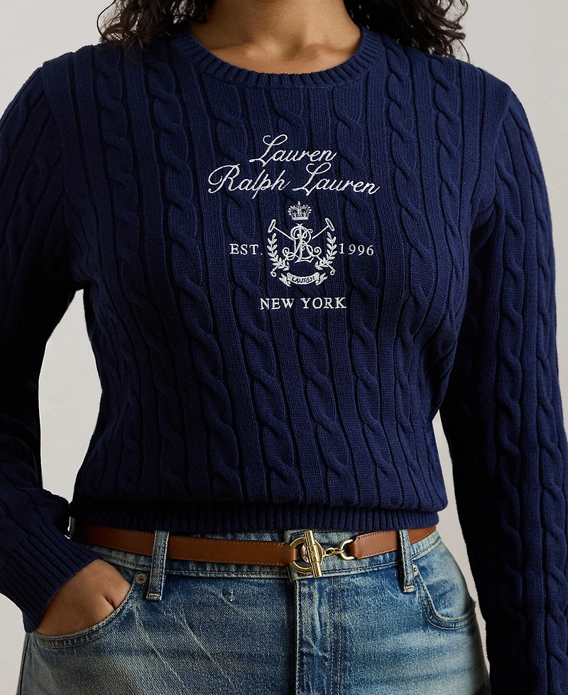 Lauren Ralph Plus Embroidered Crest Sweater