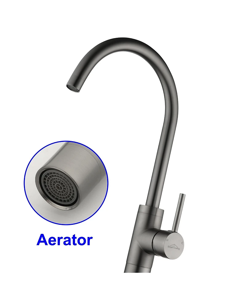 Boyel Living Freestanding Floor Mount Single Handle Bath Tub Filler Faucet with Water Supply Lines in Brushed Gold