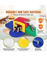 Mecale 5-Piece Foam Toddler Climbing Playset with Ramp, Tunnel and Easy-Clean Design