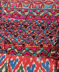 Raas Women's Red Patola Print Gown with Embellishment on Torso