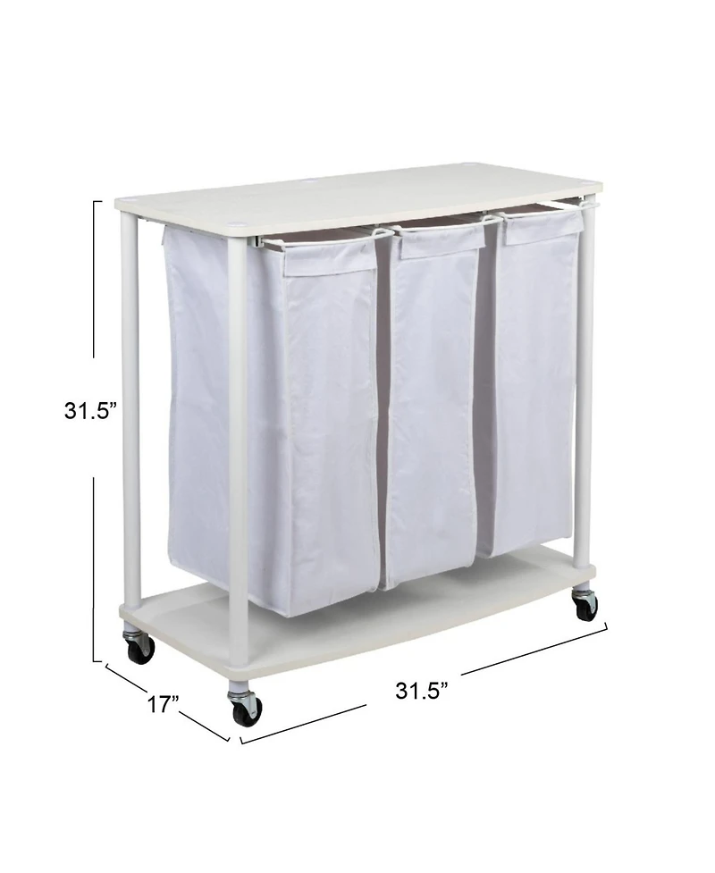 Household Essentials 3-Bag Laundry Sorter, White