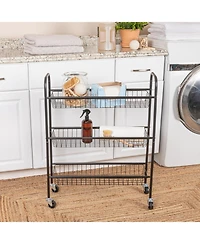 Household Essentials 3-Tier Slim Storage Cart, Black