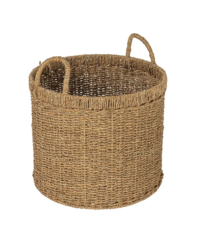 Household Essentials Round Seagrass Basket with Handles, Natural