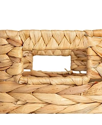 Household Essentials Natural Water Hyacinth and Paper Basket with Stripes, Natural and Black