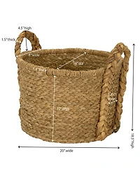 Household Essentials Large Wicker Storage Basket, Floor Basket with Braided Handles