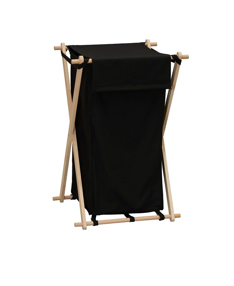 Household Essentials X-Frame Wood Laundry Hamper, Black