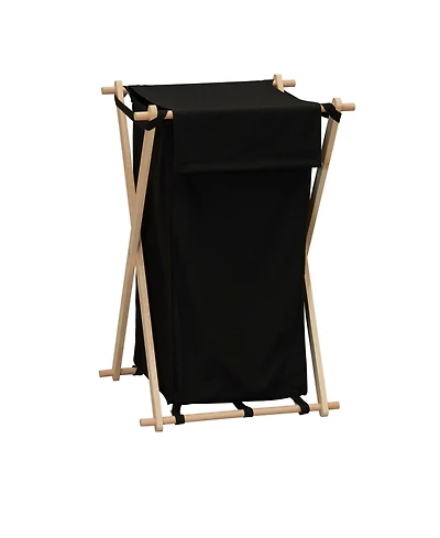 Household Essentials X-Frame Wood Laundry Hamper, Black
