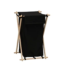 Household Essentials X-Frame Wood Laundry Hamper, Black