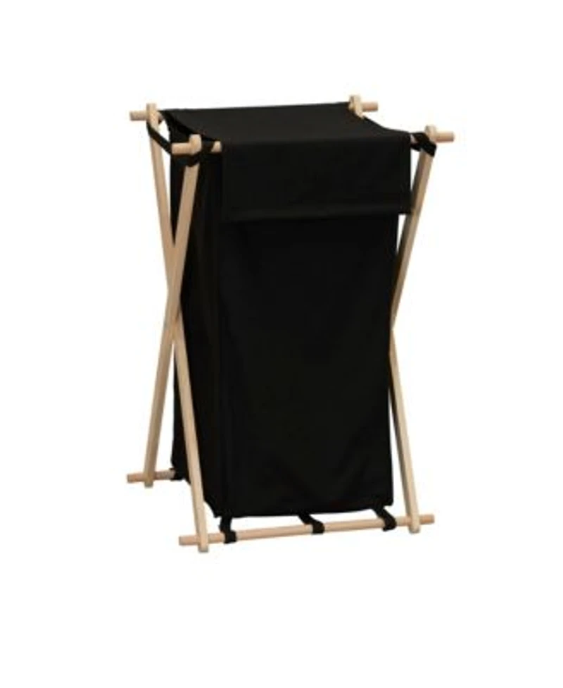 Household Essentials X Frame Wood Laundry Hamper Black