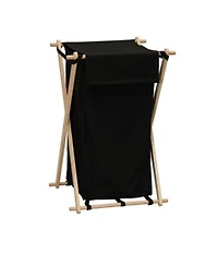 Household Essentials X Frame Wood Laundry Hamper Black