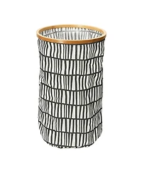 Household Essentials Rimmed Round Krush Container Hamper with Cutout Handles, Black and White