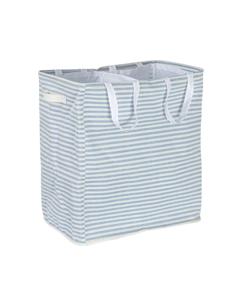 Household Essentials Rectangular Double Sorter with Handles, Blue and White Stripe