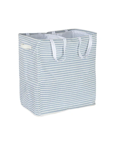 Household Essentials Rectangular Double Sorter with Handles, Blue and White Stripe