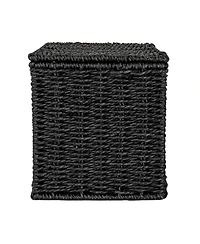 Household Essentials Small Handwoven Paper Rope Wicker Basket with Lid, Grey