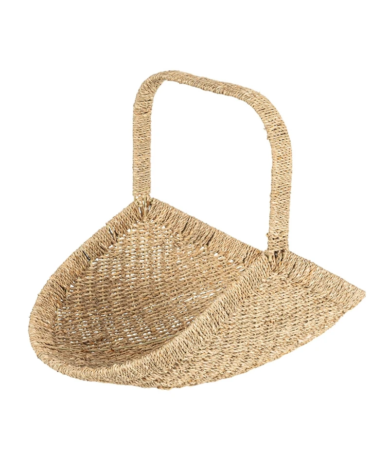 Household Essentials Woven Seagrass Flower Basket with Detachable Handle