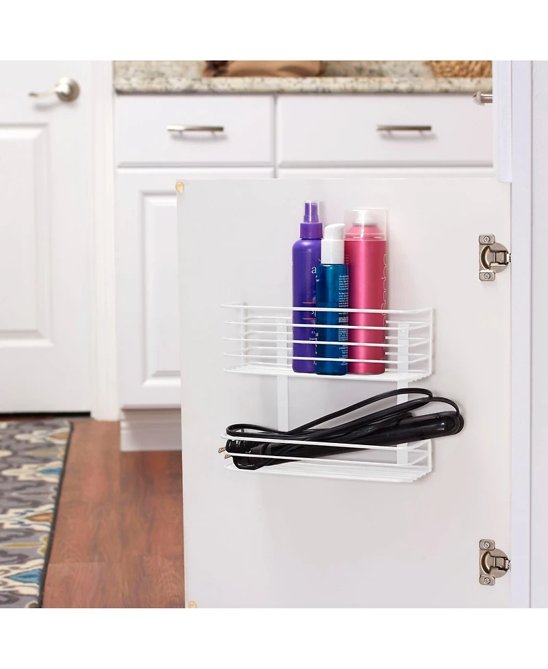 Household Essentials 2 Tier Door Mount Cabinet Organizer, White