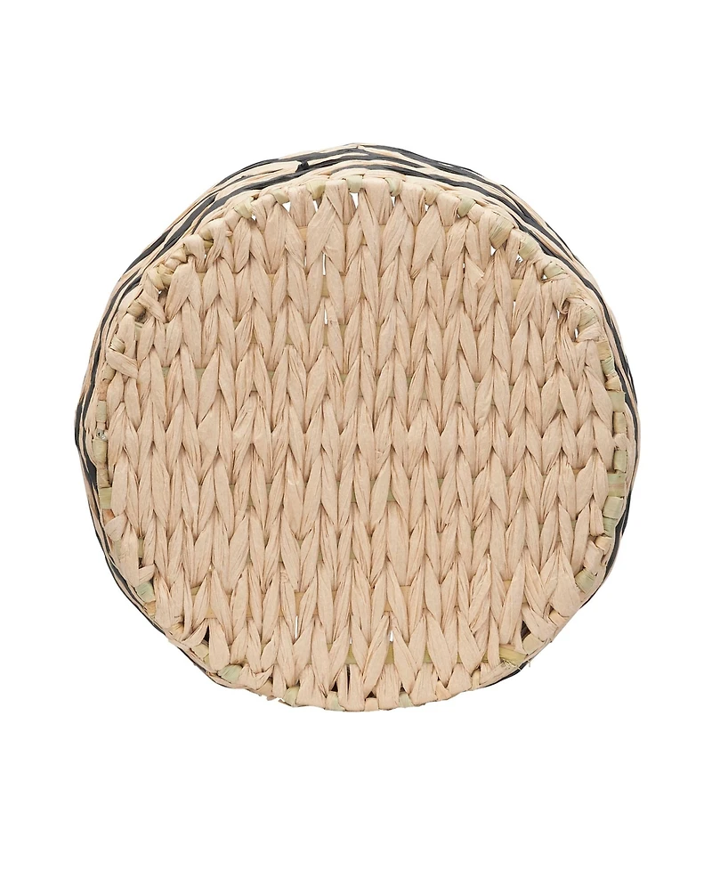 Household Essentials Cattail and Paper Zee Basket, Natural and Black