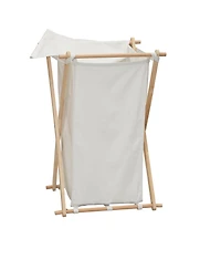 Household Essentials X-Frame Wood Laundry Hamper, Folding Wood Frame with Washable Poly-Cotton Bag