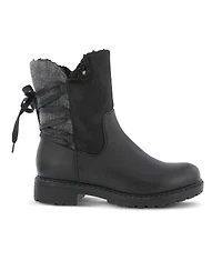 Patrizia Women s Dawna Sculpted Heel Booties with Faux Wool Shaft and Back Lace Detail