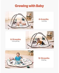 Slickblue Baby Activity Gym Mat with 6 Hanging Toys for Tummy Time