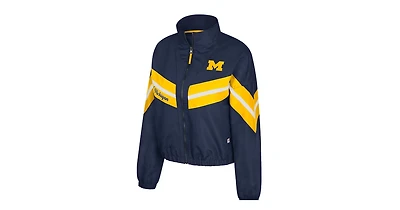 Women's Navy Michigan Wolverines Thin Ice Full-Zip Windbreaker
