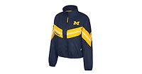 Women's Navy Michigan Wolverines Thin Ice Full-Zip Windbreaker