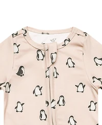Copper Pearl Baby Boys' and Girls' Penguin Printed Zip-Up Footed Pajamas