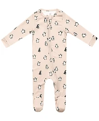 Copper Pearl Baby Boys' and Girls' Penguin Printed Zip-Up Footed Pajamas