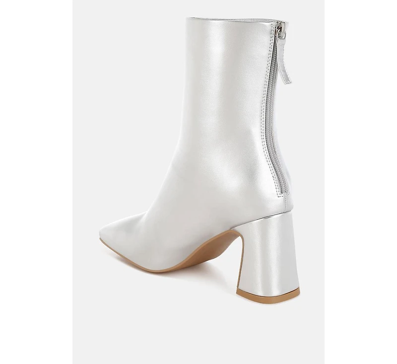 Simba Square Toe Metallic Ankle Boots