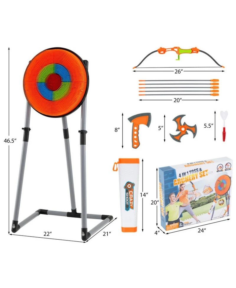 Sugift 4 in 1 Throwing Target Set Kids Throwing Game with Bristle Target and 3 Throwing axes