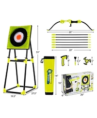 4-in-1 Throwing Target Game Set with Axes, Darts, Bow & Arrows for Kids and Adults