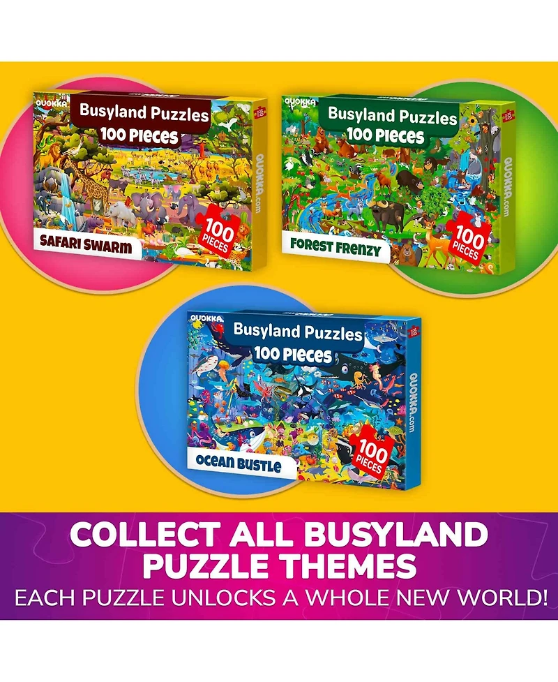 Quokka 100 Piece Puzzles for Kids Ages 6-8 – Intricately Illustrated Safari Animals Puzzle 8-10 Educational Busyland Gam