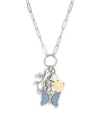 Patricia Nash Blue Butterfly Collection Long Multi-Charm Necklace